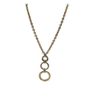 Etienne Aigner Textured Three Circle Pendant Chain Y Drop Necklace Vintage